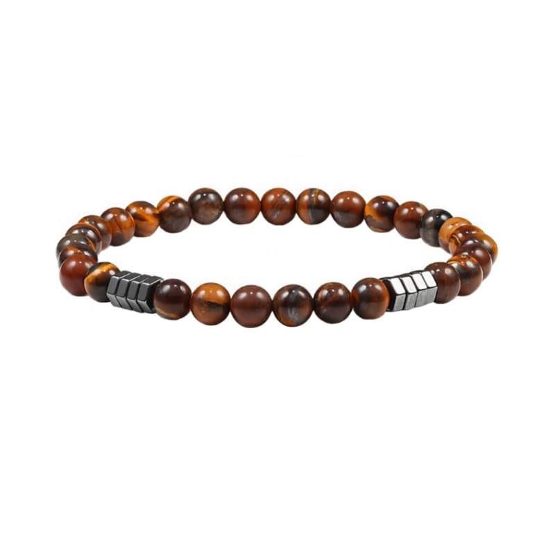 Pulsera de Acero y  Piedras Ojo de Tigre