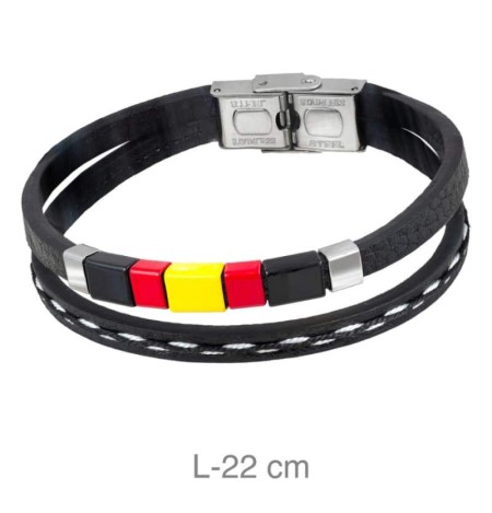 Pulsera España de Acero y  Piel