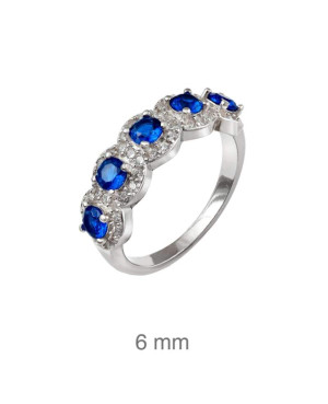 Anillo con Circonitas color Zafiro en Plata Ley