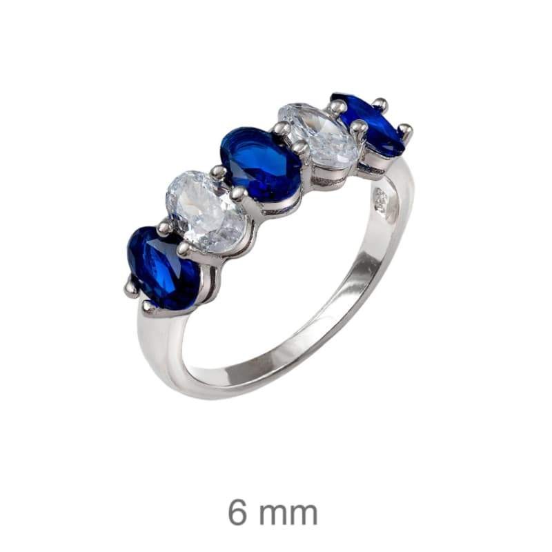 Anillo con Circonitas color Zafiro en Plata Ley