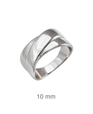 Anillo con Dos Aros Entrelazados de Plata Ley