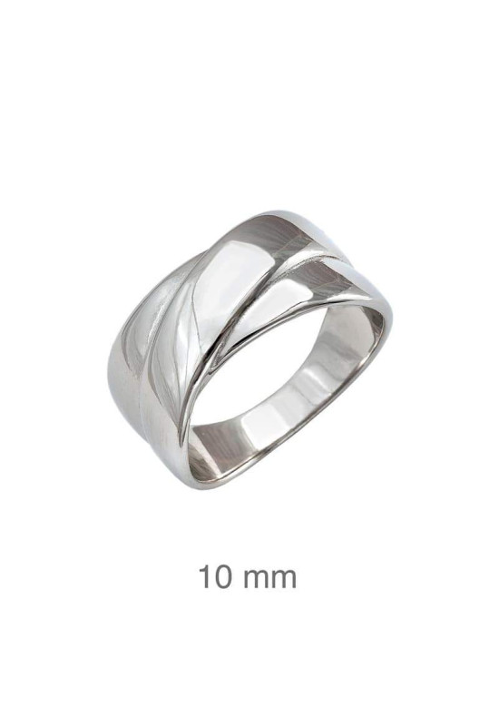 Anillo con Dos Aros Entrelazados de Plata Ley