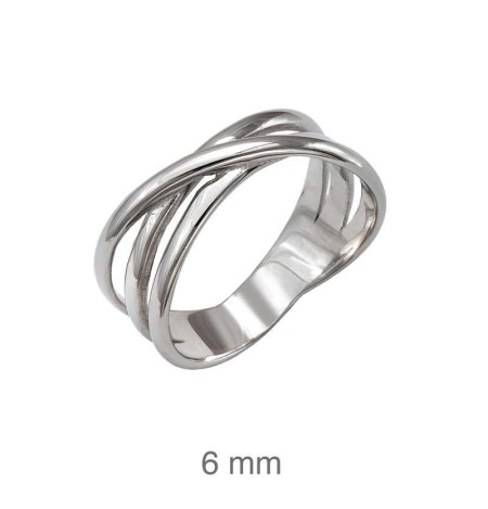 Anillo con Tres Aros Entrelazados de Plata Ley