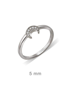 Anillo Luna Circonitas Plata Ley