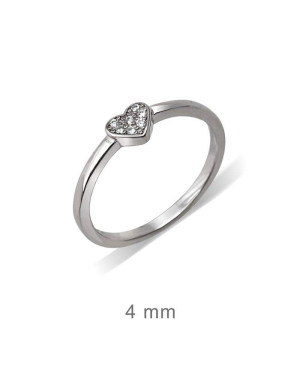 Anillo Corazon Circonitas Plata Ley