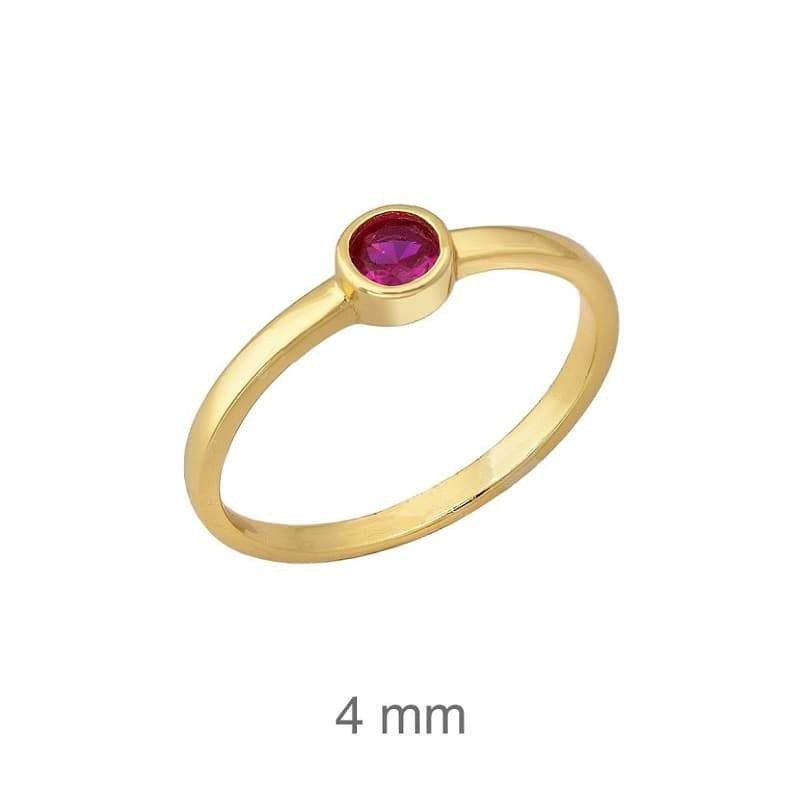 Anillo Solitario Circonita Roja Plata Ley