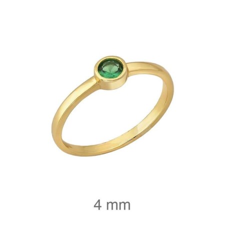Anillo Solitario Circonita Verde Plata Ley