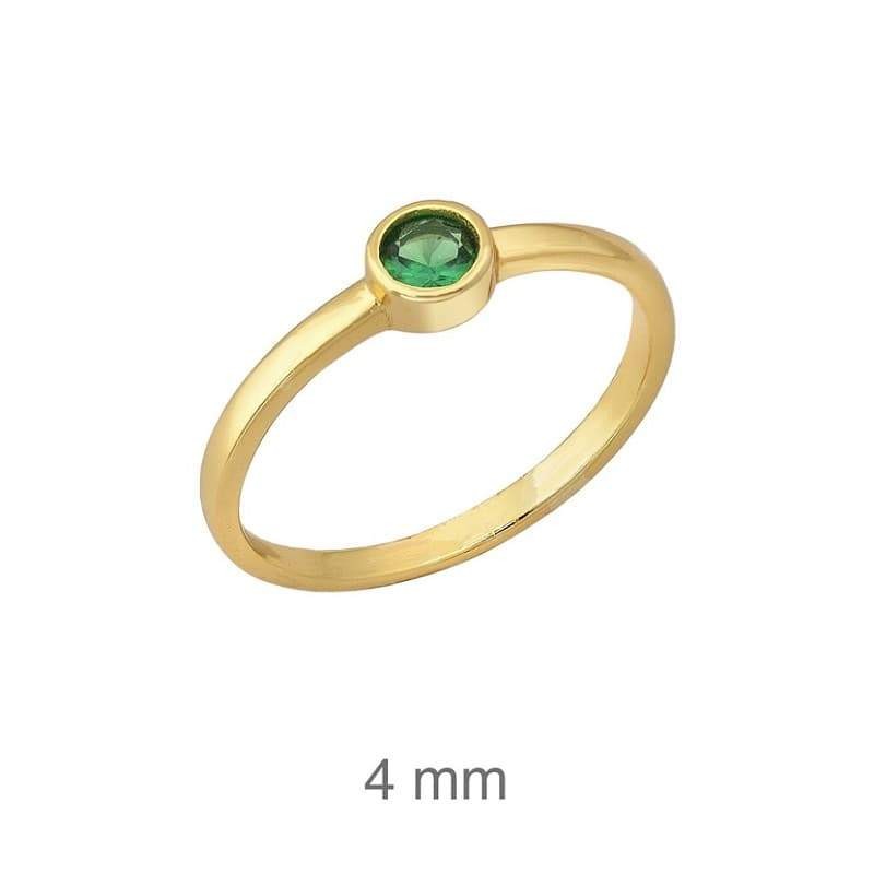 Anillo Solitario Circonita Verde Plata Ley