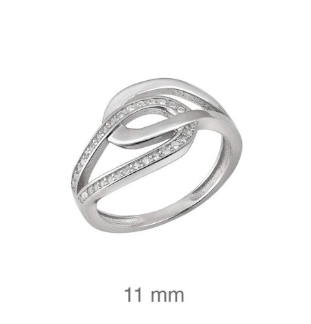 Anillo Entrelazado Circonita Plata Ley