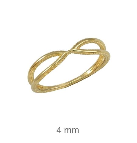 Mini Anillo Cruzado Plata Ley con Baño de Oro