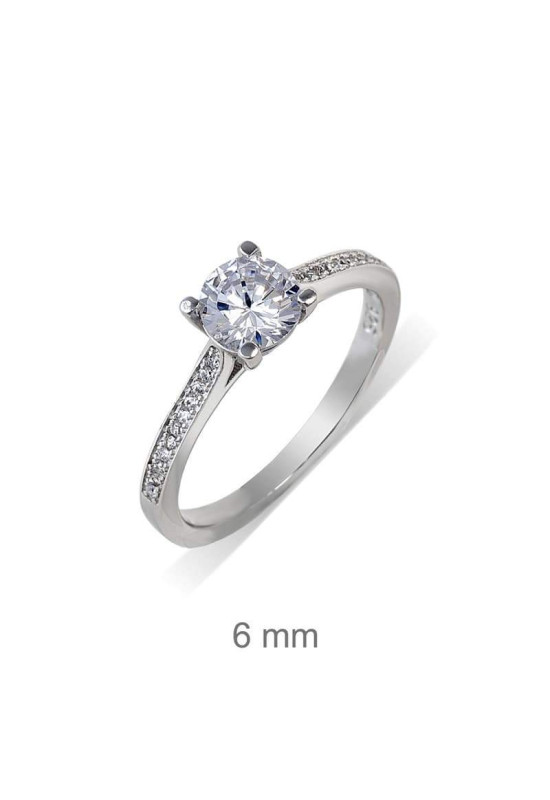 Anillo Compromiso Plata Ley y Circonitas