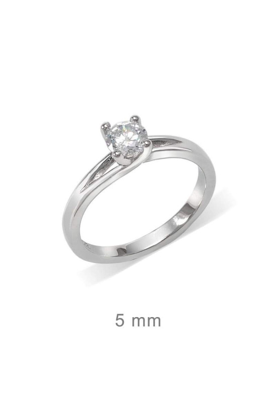 Anillo Compromiso Plata Ley y Circonita