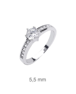 Anillo Compromiso Plata Ley y Circonitas