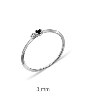 Mini Anillo Circonitas Blanco y Negro Plata Ley