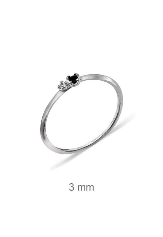 Mini Anillo Circonitas Blanco y Negro Plata Ley