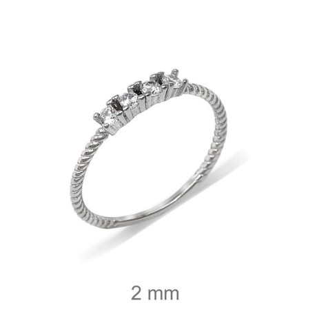 Mini Anillo Rizado Circonitas Plata Ley