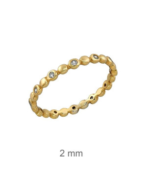 Mini Anillo Círculos y Circonitas Plata Ley con Baño de Oro