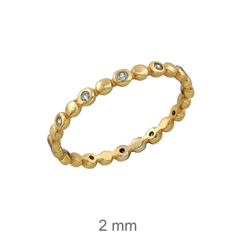 Mini Anillo Círculos y Circonitas Plata Ley con Baño de Oro