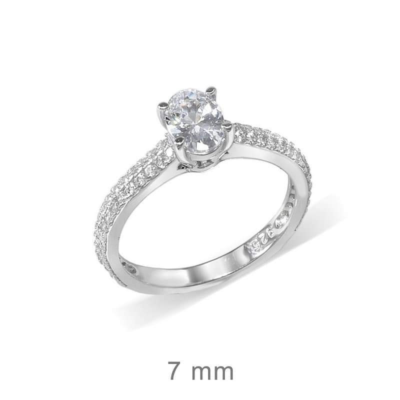 Anillo Compromiso Plata Ley y Circonitas