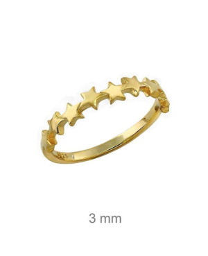 Mini Anillo Estrellas Plata Ley con Baño de Oro