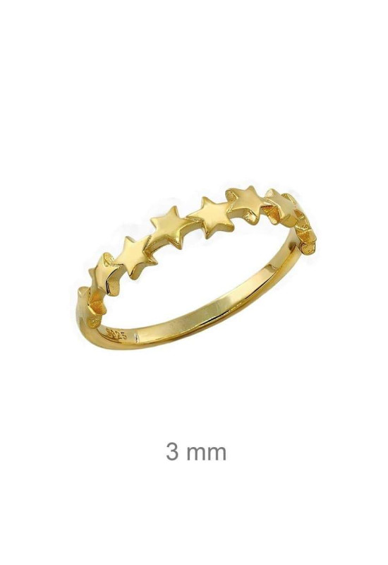 Mini Anillo Estrellas Plata Ley con Baño de Oro