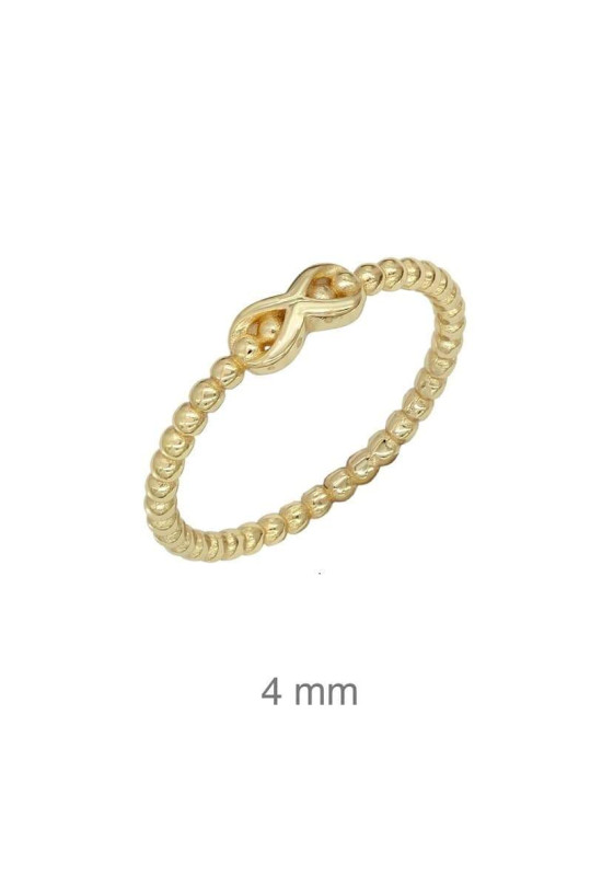 Mini Anillo Infinito Plata Ley con Baño de Oro