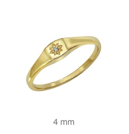 Mini Sello Circonita Plata Ley con Baño de Oro