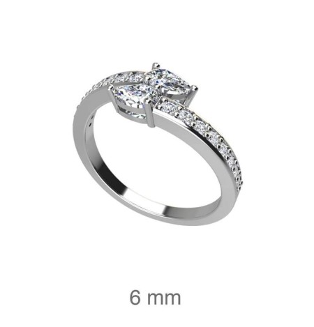 Anillo Cross Circonitas Plata Ley