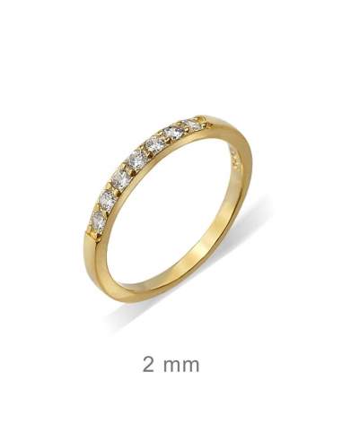 Mini Anillo Circonitas Plata Ley con Baño de Oro