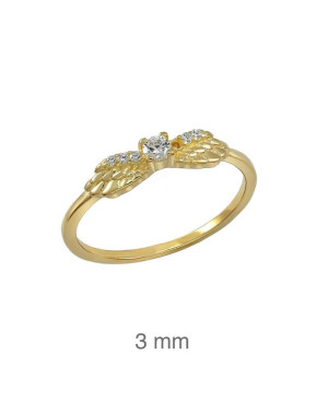 Mini Anillo Circonita Alas Plata Ley con Baño de Oro