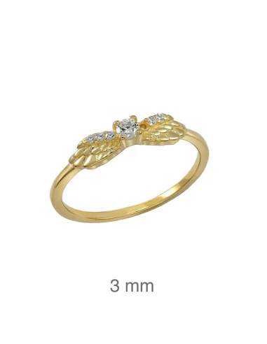 Mini Anillo Circonita Alas Plata Ley con Baño de Oro