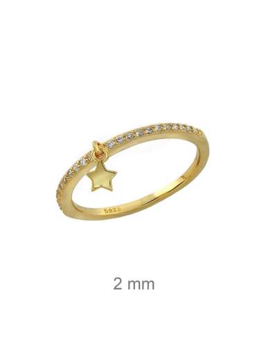 Mini Anillo Circonitas Star Plata Ley con Baño de Oro