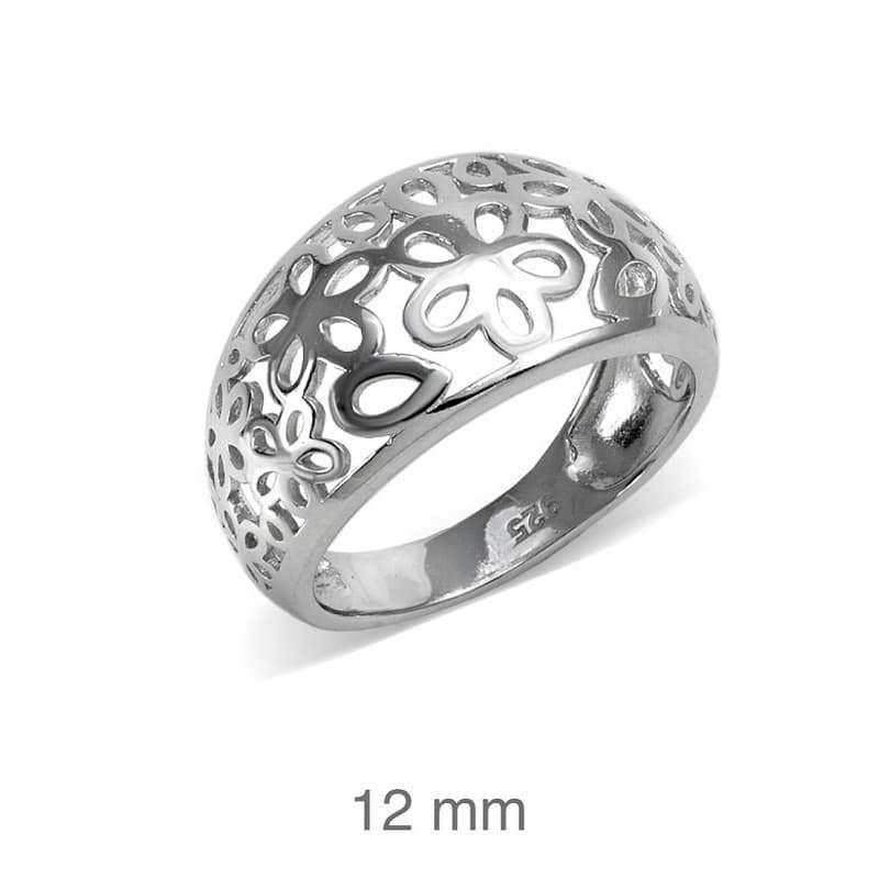 Anillo Calado Flores Plata Ley
