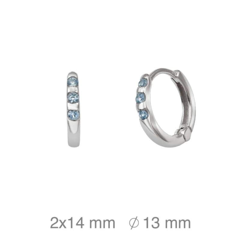 Pendientes Aros con Circonitas color Aguamarina Plata Ley