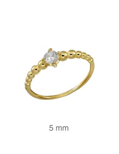 Mini Anillo Circonita Dots Plata Ley con Baño de Oro