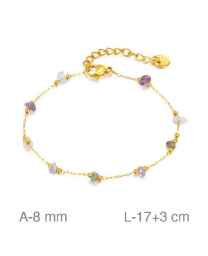 Pulsera de Acero Dorado con Gemas de Colores