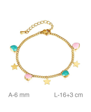 Pulsera de Acero Dorado con Esmalte de Colores