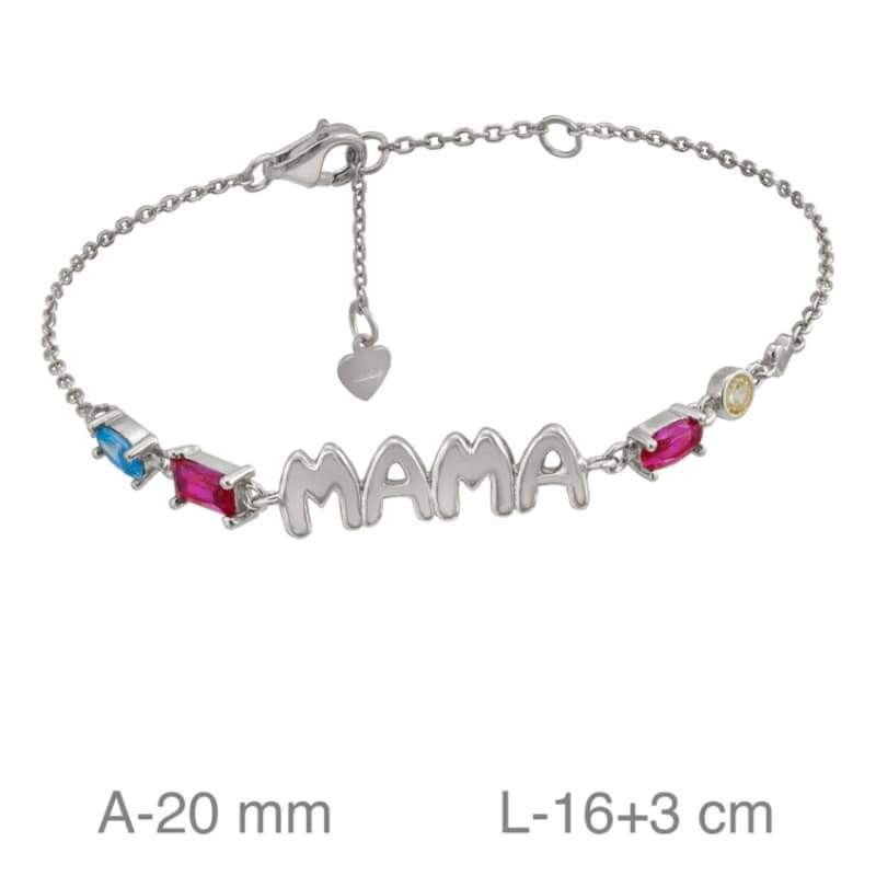 Pulsera Mama con Circonitas Multicolores Plata Ley