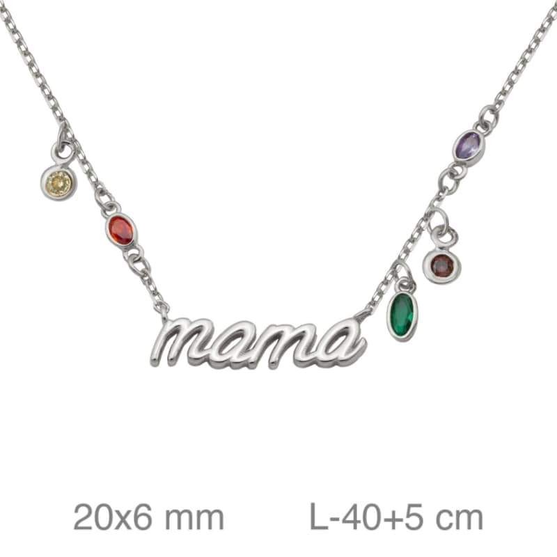 Collar Mama con Circonitas Multicolores Plata Ley