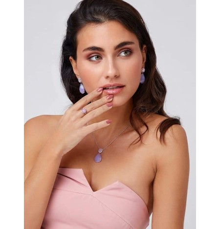 Anillo Marea Jaipur Plata Ley con Cristal color Lavanda y Rosa con Circonitas