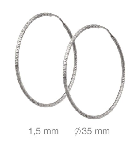 Pendientes Aros 1.5x35mm Plata Ley