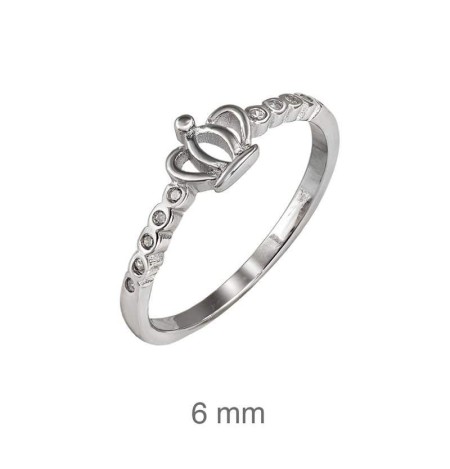 Anillo con Corona y Circonitas en Plata Ley