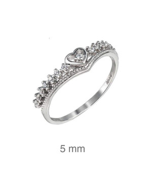 Anillo con Corazón y Circonitas en Plata Ley