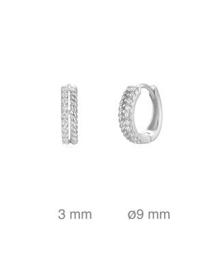Pendientes Aros con Circonitas Plata Ley
