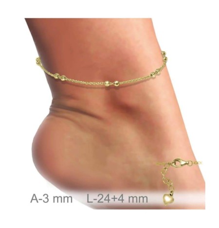 Tobillera Bolitas de Plata Ley B.Oro