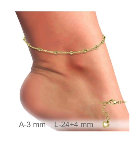 Tobillera Bolitas de Plata Ley B.Oro