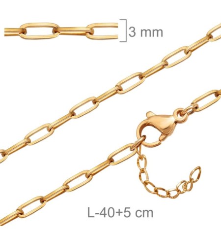 Cadena 40cm Acero Dorado