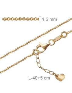 Cadena Rolo 40cm Plata Ley con Baño de Oro