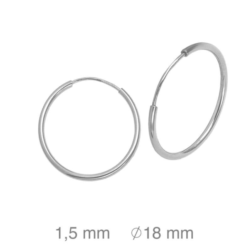 Pendientes Aros 1.5x18mm Plata Ley