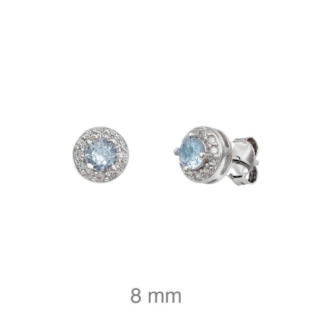 Pendientes con Circonita color Aguamarina en Plata Ley
